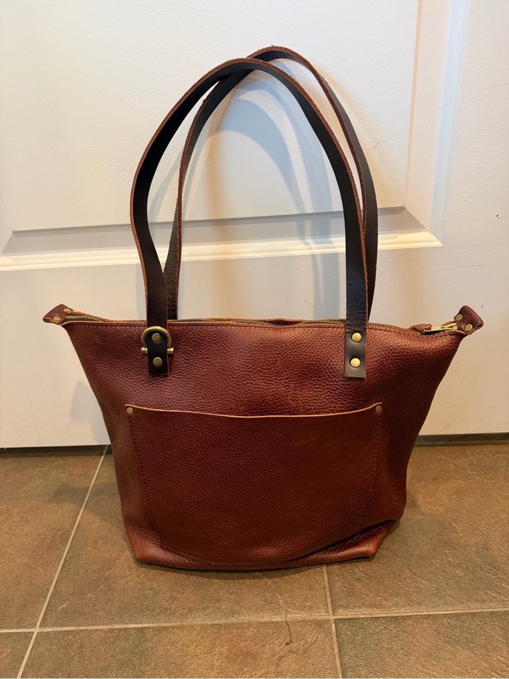 Women's Portland Leather Goods Medium Zipper Tote, Nutmeg